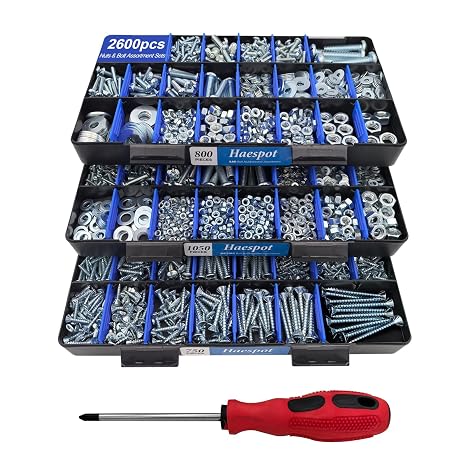 2600 Piece Bolt and Nut Hardware Assortment Kit