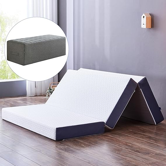 Inofia Folding Memory Foam Mattress Single with Storage Bag | 15cm Foldable Mattress, Guest Folding Mattress with Washable Cover,Double Sided Soft and Hard Available(Single(90x190x15cm))