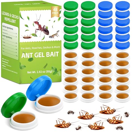 48pcs Cockroach Gel Bait - Roach Indoor Infestation, Fast-Acting Cockroach Infestation Killer Gel for Indoor Outdoor Use