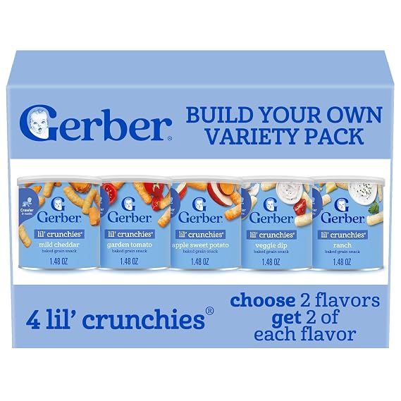 Gerber Lil' Crunchies Snacks for Babies, Stage 3, Build Your Own Variety Pack, 4PK