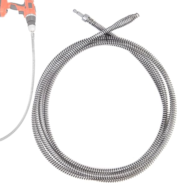 6.5 FT Drill Drain Snake,Sink Unclogging Tool That Can Be Connected To An Electric Drill,Hair Catcher Drain Snake,Drain Auger Drill Attachment,Drill Snake For Plumbing
