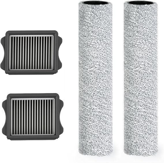 Tineco Replacement 2 Dry Filter & 2 Brush Roller for S9 Artist Pro, S9 Artist/ S7 Stretch/S6 Stretch Steam Series, S7 Artist, S7 Stretch Ultra, i5/i6 Stretch, Stretch S6, Switch i5/S6 Stretch Breeze