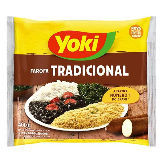 Yoki - Seasoned Cassava Flour - 14 Oz - Farofa De Mandioca Pronta Temperada 400 Grams