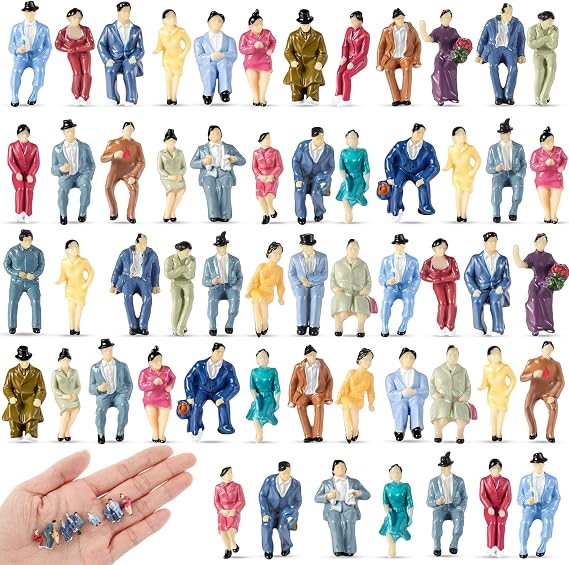 Namalu 100 Pcs 1:87 Miniature People Figurines 0.79" Sitting Painted