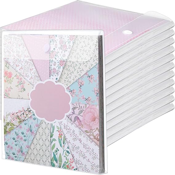 Henoyso 12 Pcs Scrapbook Paper Storage Organizer Plastic Clear,12 X 12 Inch | 36 Slot Organization for Craft Paper Vinyl Files Photos, Top Loading Clear Holder Box Design, Stackable Storage Solution