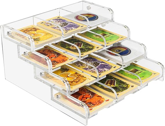 4 Shelf Acrylic Card Tray Organizer, Resource Card Holder Compatible with Catan Settlers Board Game
