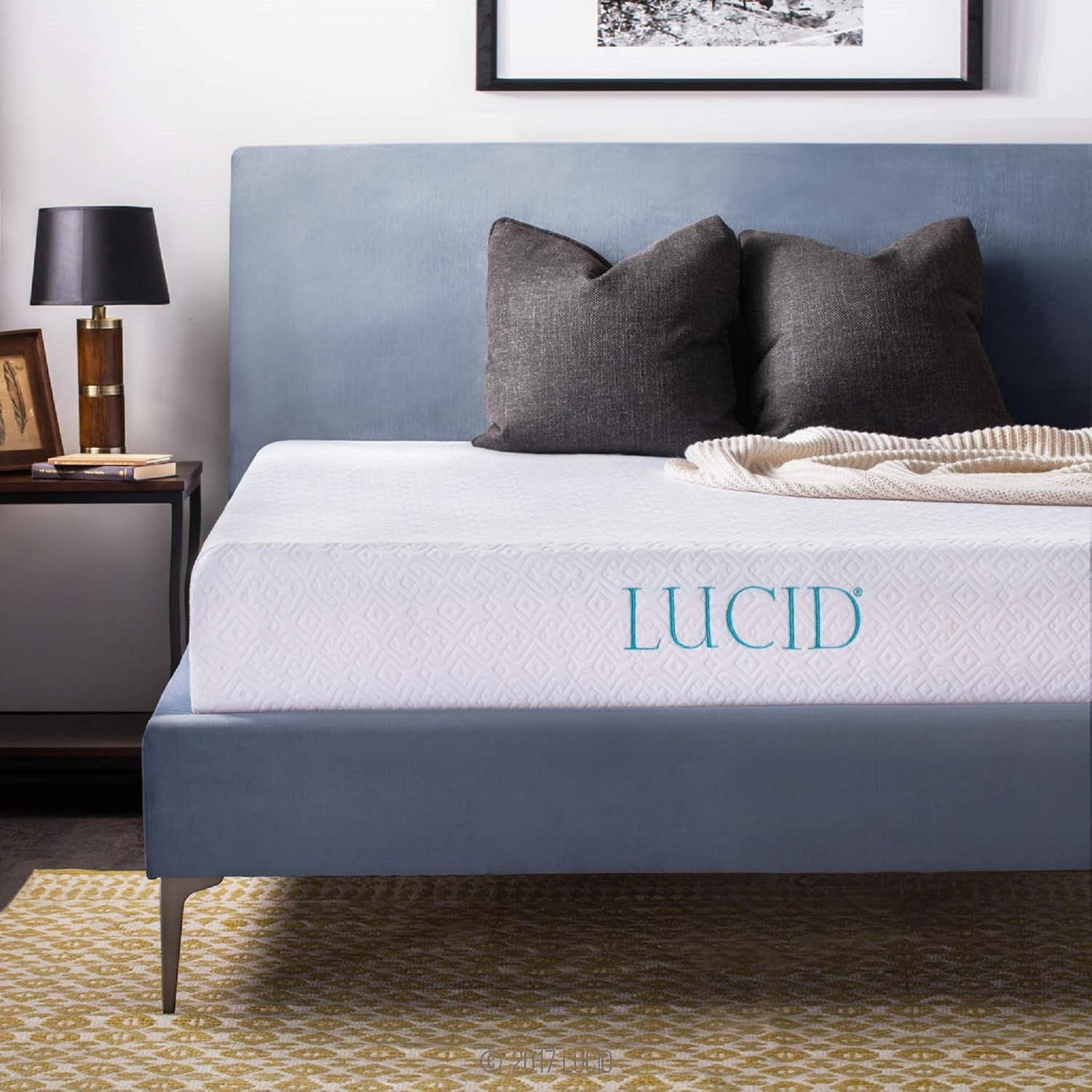 LUCID 10 Inch 2019 Gel Memory Foam Mattress - Medium Firm Feel - CertiPUR-US Certified Short Queen