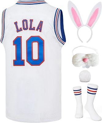 Mens Bugs #1 Lola #10 Halloween Bunny Jersey Space Movie Squad Basketball Jersey Sports Shirt White XS-XXL