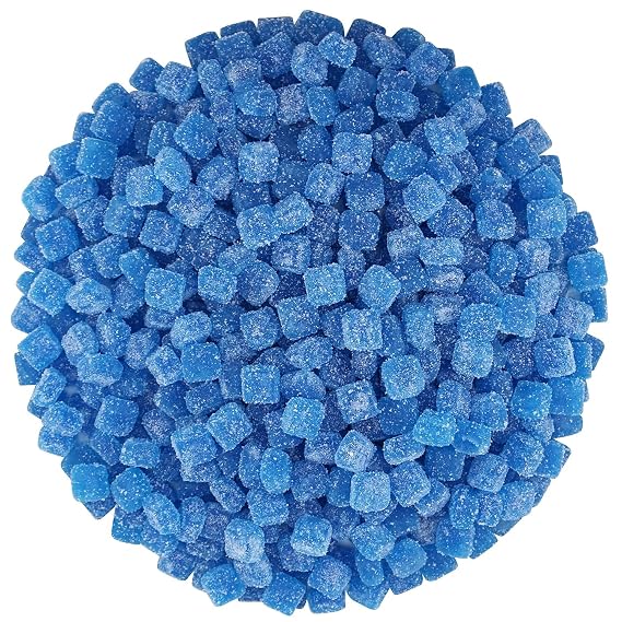Extra Sour Chewy Cubes, Super Tangy Candy Bites, Irresistible Sour Gummy Candy (1 Pound, Blue-Raspberry)