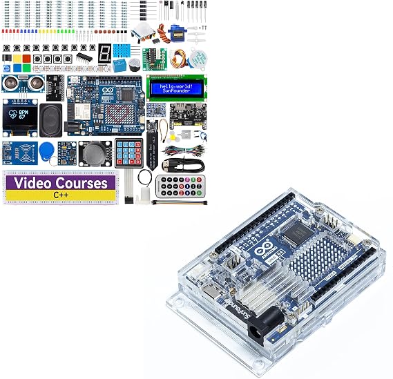 SunFounder Elite Explorer Kit with Original Arduino Uno R4 WiFi + Transparent Acrylic Case