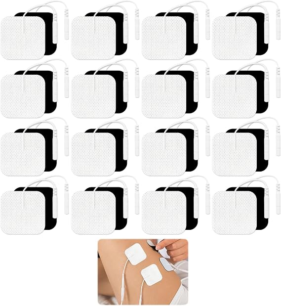 32PCS Tens Machine Pads, 50x50mm Self-Adhesive Tens Pads, Durable and Reusable, TensPads Replacement Compatible with Tpn Lloyds Neurotrac Auvon TENS Machines(White)
