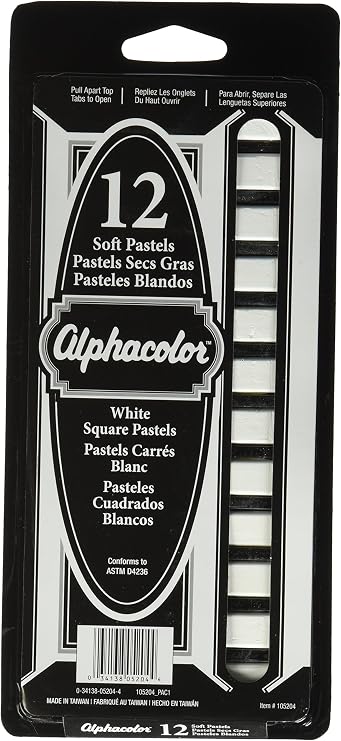Derwent Alphacolor Soft Square Pastels, White, 12 per Set (105204)
