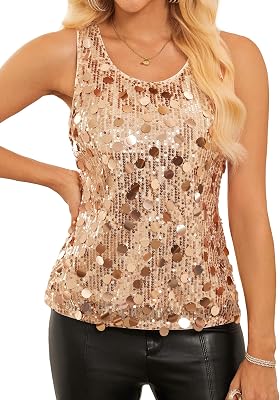 GRACE KARIN Womens Sequin Top Sleeveless Sparkly Dressy Tank Tops Vest Glitter Cocktail Party Shiny Club Night