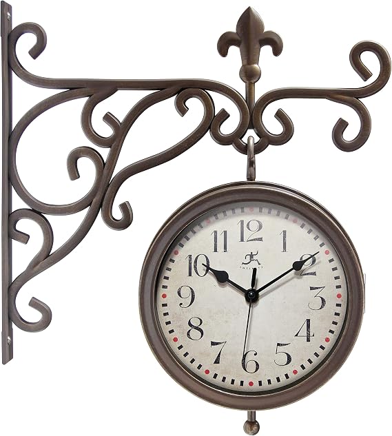 Beauregard 8 inch Outdoor Clock Thermometer Combo for Patio Porch Garden