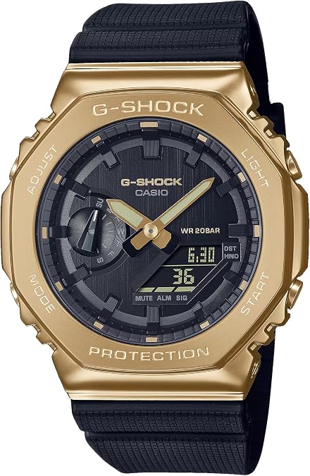 G-Shock Casio Stay Gold Series Analog-Digital Metallic Gold and Black Resin Strap Watch | GM-2100G-1A9