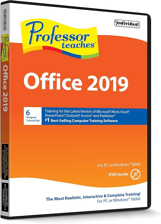 Professor Teaches Office 2019 - Interactive Training for Word, Excel, PowerPoint, Outlook, Access, Publisher & More! - CD/DVD