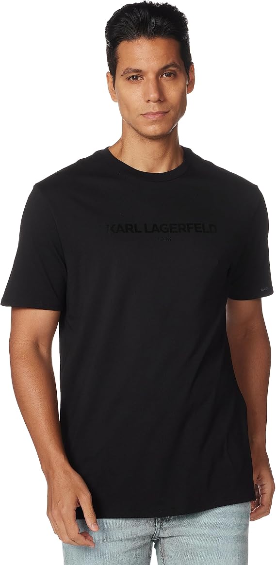 Karl Lagerfeld Men's Soft Crew Neck Tonal Logo Short Sleeve T-Shirt T-Shirt