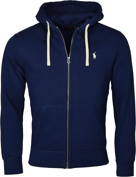 Ralph Lauren Polo Classic Full Zip Fleece Hooded Sweatshirt Flecked with Blue
