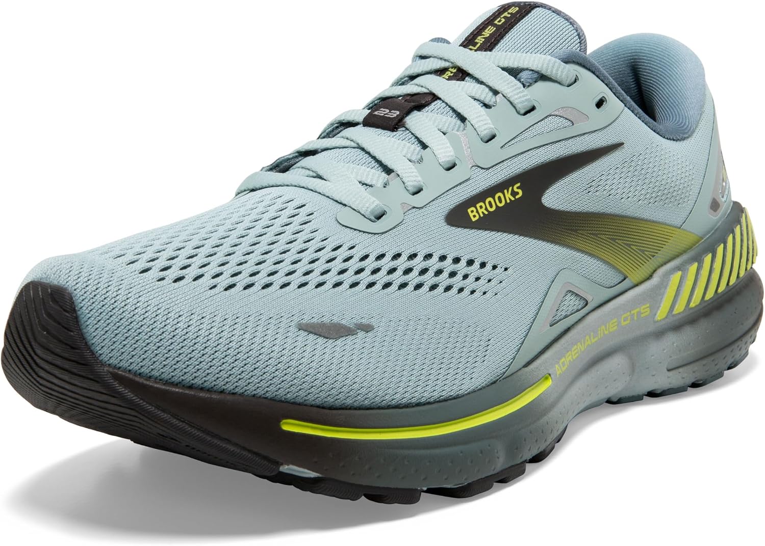 Brooks Men's Adrenaline Gts 23 Sneaker, Cloud Blue/Goblin Blue/Lime , 7