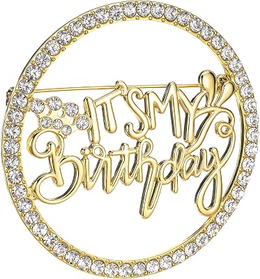 Birthday Pin for Women, Its My Birthday Pins, Metal Pin Rhinestone Queen Crown Brooch Pins for Women for Wedding Party Birthdays Celebrations Gifts