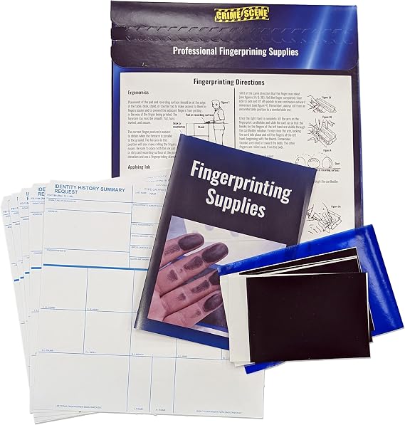 Crime Scene FD-1164 Fingerprint Kit, 5 XL Ink Strips, 5 Cards and Directions. Use to get an FBI History Summary (Rap Sheet)