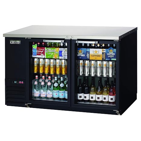 EBB59G-24 57-3/4' Black Two-Door Glass Door Back Bar Cooler, 17-Cubic Feet, NSF