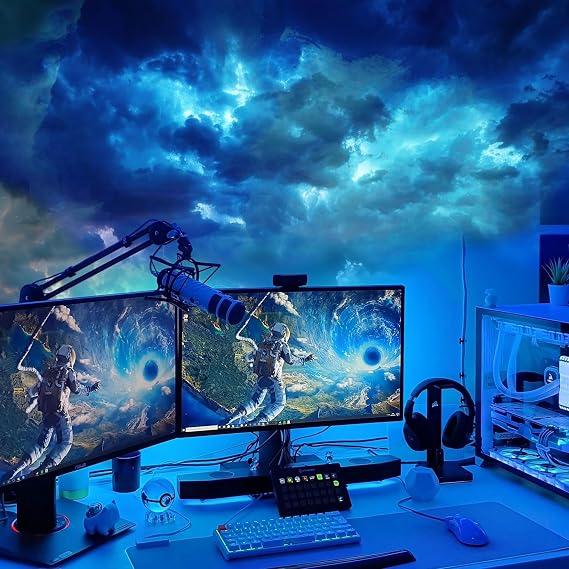 3D Thundercloud Ceiling Light, DIY Lightning Effects, RGB Color Changing, Music Sync, Smart APP Control, for Bedroom, Gaming Room, Home Theater, Kids Room, 32FT
