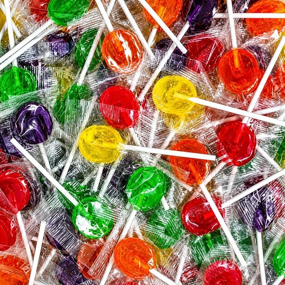 Classic Assorted Fruit Flavor Lollipops 3 LB Bulk Bag Approx 170 Individually Wrapped Flat Round Suckers Candy for Kids Parties Schools Doctors Offices Banks Pinata Candy and Basket Stuffers