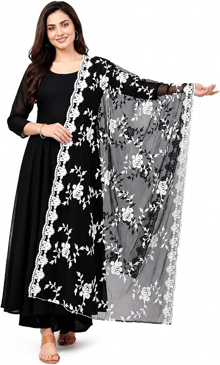 Chandrakala Net Dupatta for Women, Shawl Scarf Wrap Chunni, (D185)