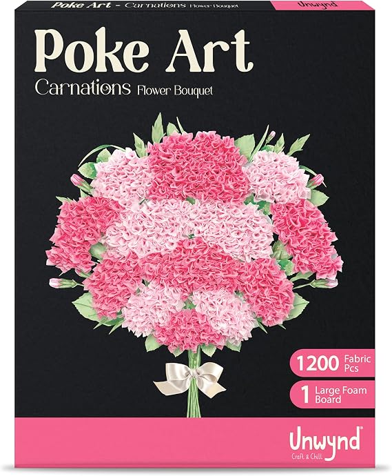 Unwynd Poke Art Carnations Flower Bouquet Kit for Adults, Women and Teens