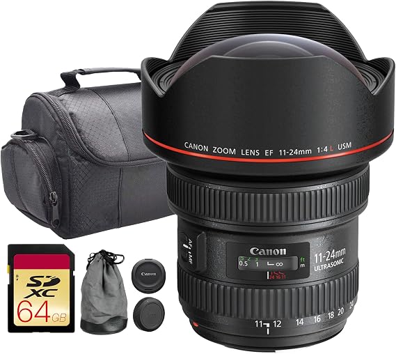 Canon EF 11-24mm f/4L USM Lens | L-Series Ultra-Wide Angle Zoom with Constant f/4 Aperture & Advanced Optics | For Architecture, Interiors & Landscape Photography (9520B002) + Shoulder Bag + 64GB Card