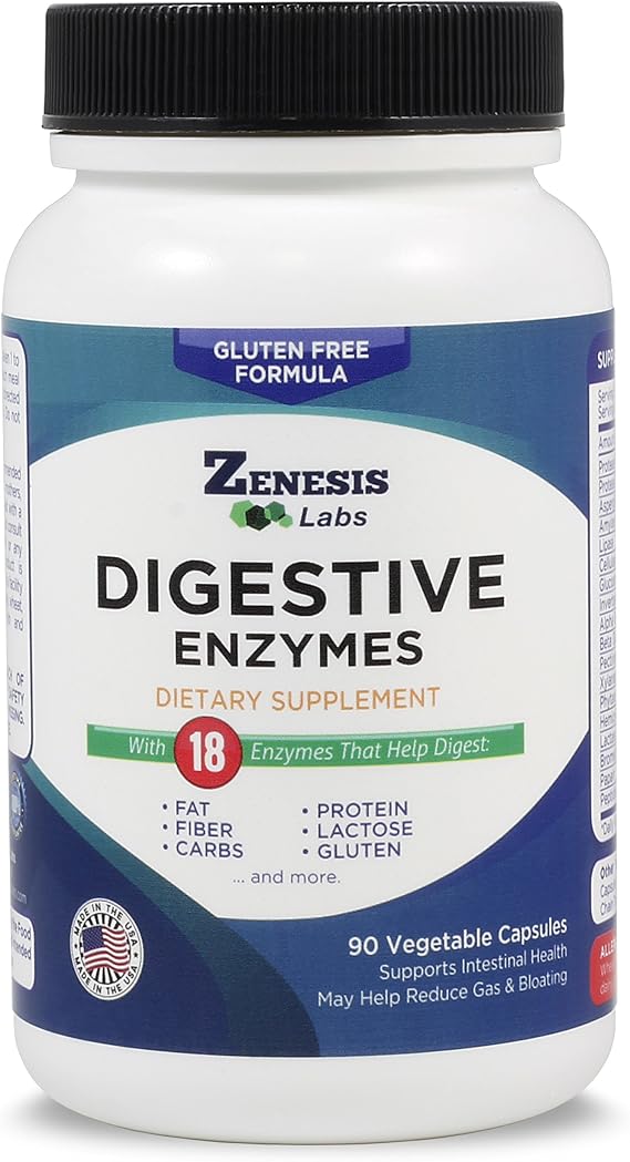 Digestive Enzymes - with Amylase, Bromelain, Protease, Lipase, 14 Other Enzymes - 90 Capsules