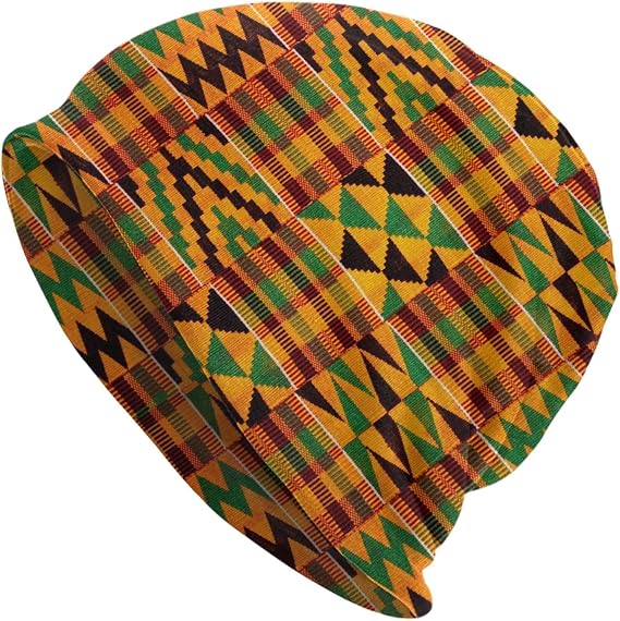Colorful African Patten Soft Skull Cap Stretch Beanie Hat for Men Women | Winter Slouchy Warm Ski Cap