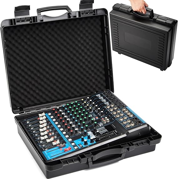 Mixer Case for Yamaha MG12XU 12-Input Stereo Mixer | Protective Hard Shell Carrying Storage Case for 12 Channel Mixer with Foam | Fits Mixer Size up to 16.7 X 12.2" X 5.2" (CASE ONLY)