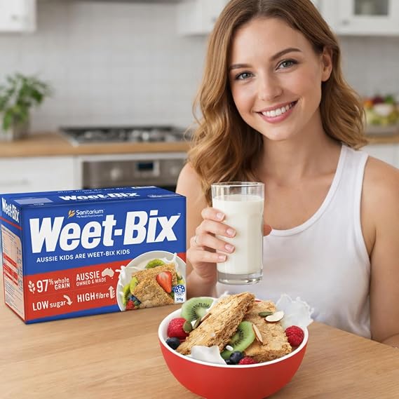 Weet-Bix Biscuits 97% Whole Grain Cereal, Lightly Sweet Whole Grain Wheat Biscuits, Delicious as Part of Breakfasts or Snacks (2 x 575kg Box) From Australia