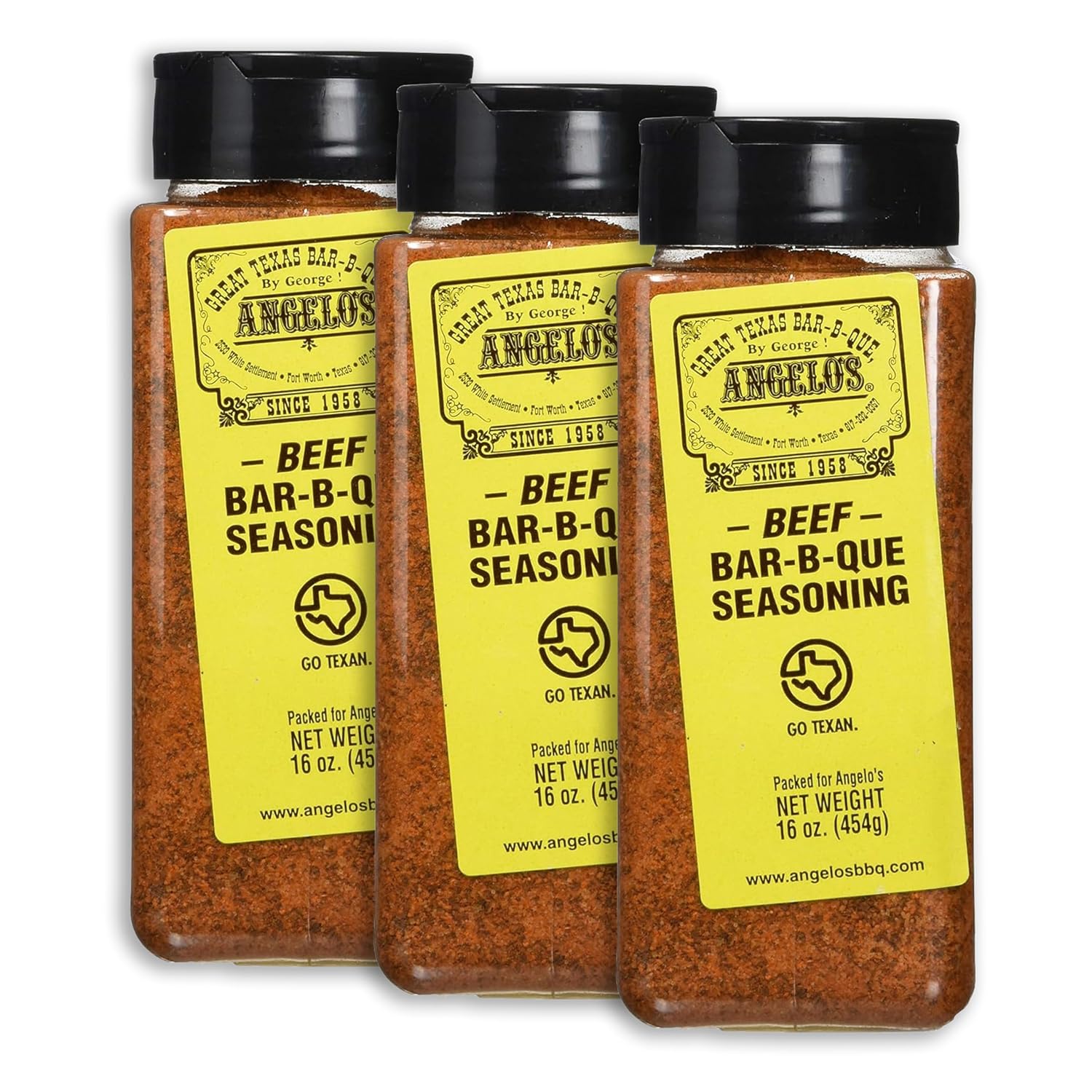 Angelos Bar-B-Que Seasoning 16oz Container Pack of 3 Beef