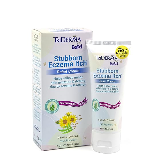 TriDerma Baby Stubborn Eczema Itch Relief Cream Soothing for Sensitive Skin 2.2 Ounces