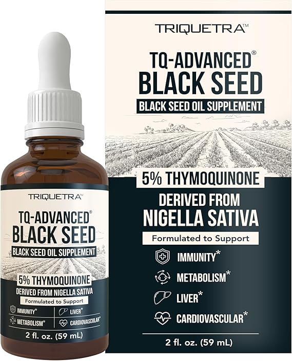 Black Seed Oil Liquid | 5% Thymoquinone - TQ-Advanced | High Potency - 100 mg per Serving - 15:1 Concentrate from Nigella Sativa Extract, Raw Form, Vegan Formula, Glass Bottle (30 Servings)