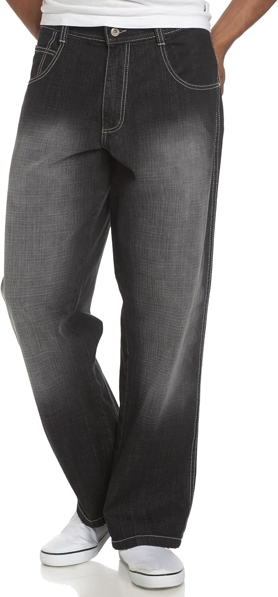 Southpole Men's Straight Relaxed-Fit Cross Hatch Denim