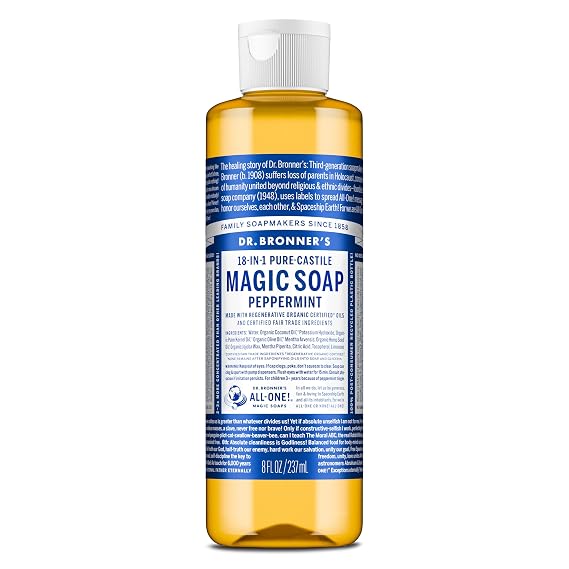 Dr. Bronner's Peppermint Pure-Castile Liquid Soap, Body Wash, 8 oz