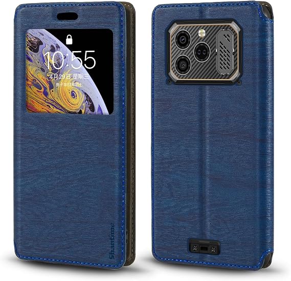 Shantime Window Leather Case for Ulefone RugOne Xever 8 - Blue