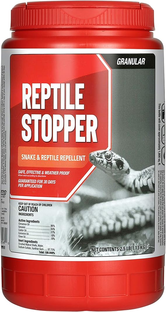 Reptile Stopper, Granular Animal Repellent, All Natural, Effective All Year Round, Safe for People and Pets, No Harsh Chemicals, Ready to Use, Snake & Reptile Repellent - 2.5 lb. Shaker Jug