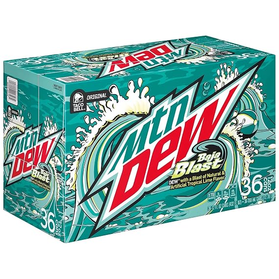 Mountain Dew Baja Blast, Fridge Pack Bundle, 36 Count