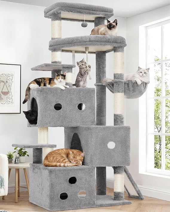 Heybly Cat Tree, 74-Inch Streamlined Cat Tower for Large Cats HCT061W