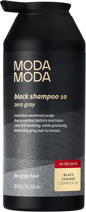 MODA MODA Zero Gray Black Hair Shampoo (10.58 Oz) | Natural Darkening Color for Hair & Scalp | Age-Defying, Volumizing Formula that Reduces Hair Breakage