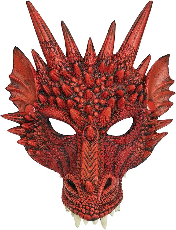 Bristol Novelty BM552 Dragon Mask Red, Men, Women, One Size Halloween