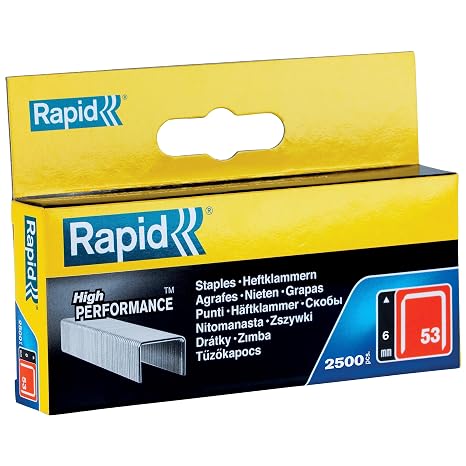 Rapid 11856225 Staples type 53 6mm (2500 Piece) | High-Performance Staples for Textiles, Staple Gun Staples, Galvanised Steel (11856225)
