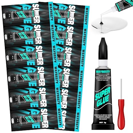 Super Glue Gel, All-Purpose Superglue Strong Adhesive Clear Glue for Wood,Rubber,Leather, Hard Plastic, Metal, Shoe, Repair Super Glue with Hole Opener 12PCS