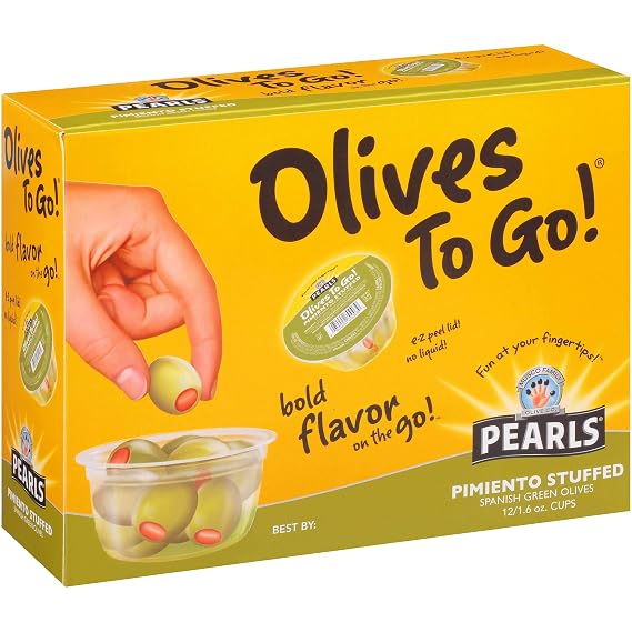 Pearls Olives Pimento Stuffed Manzanilla Cups 1.6 oz. Pack of 12 (8 count)