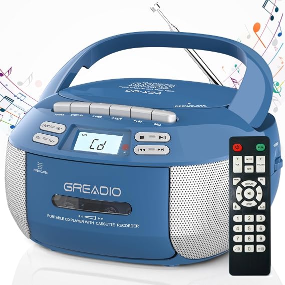 Greadio Boombox CD and Cassette Player Combo, CD Player with Bluetooth